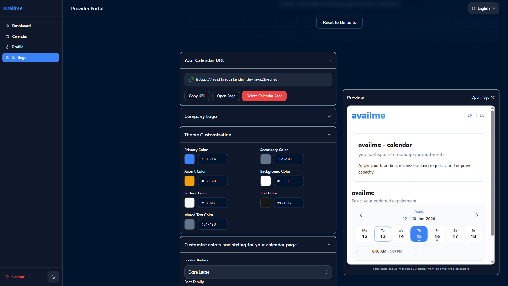 availme Theme Editor - Customize colors, fonts, and branding